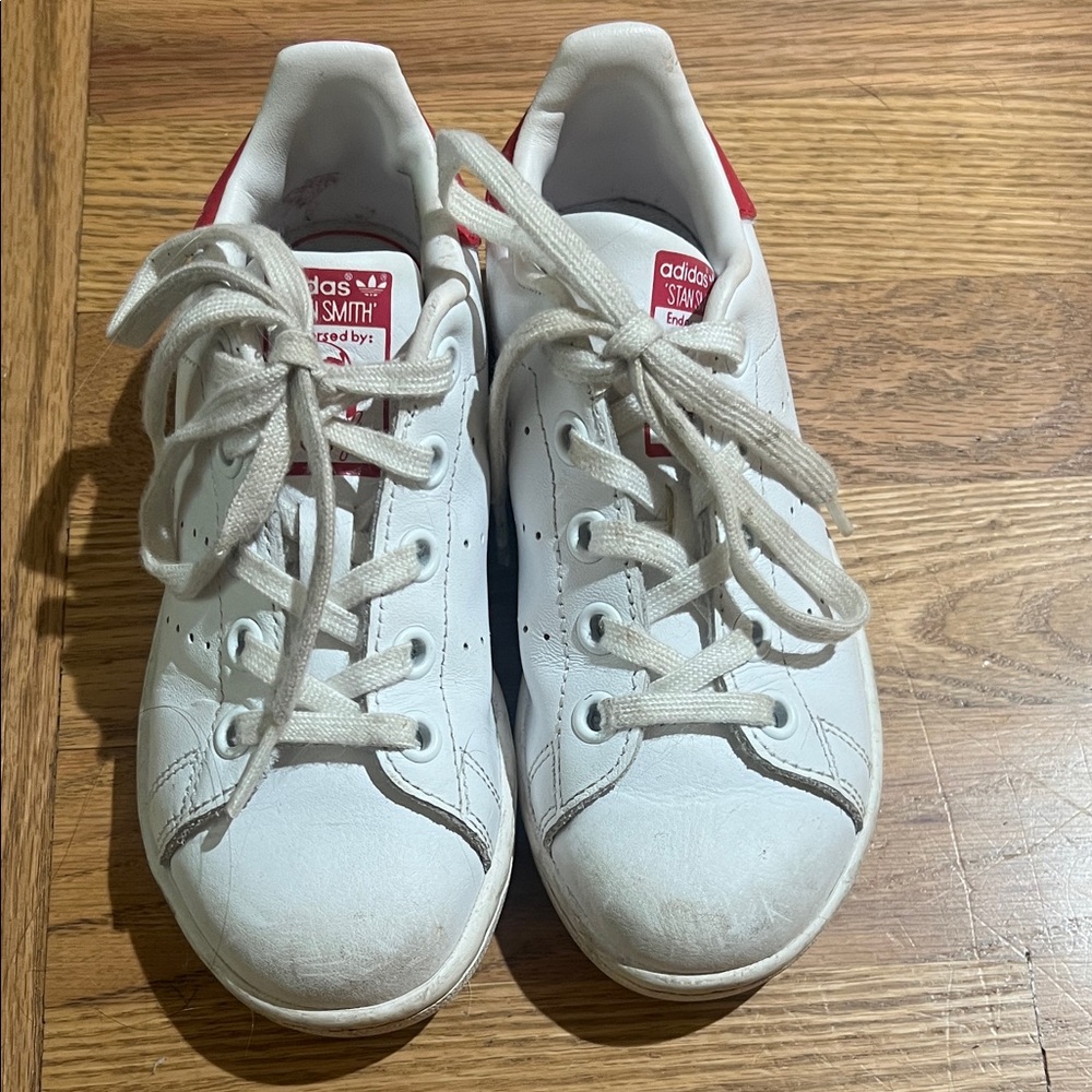 Adidas Kids' Size 11 White and Pink Stan Smith Sneakers